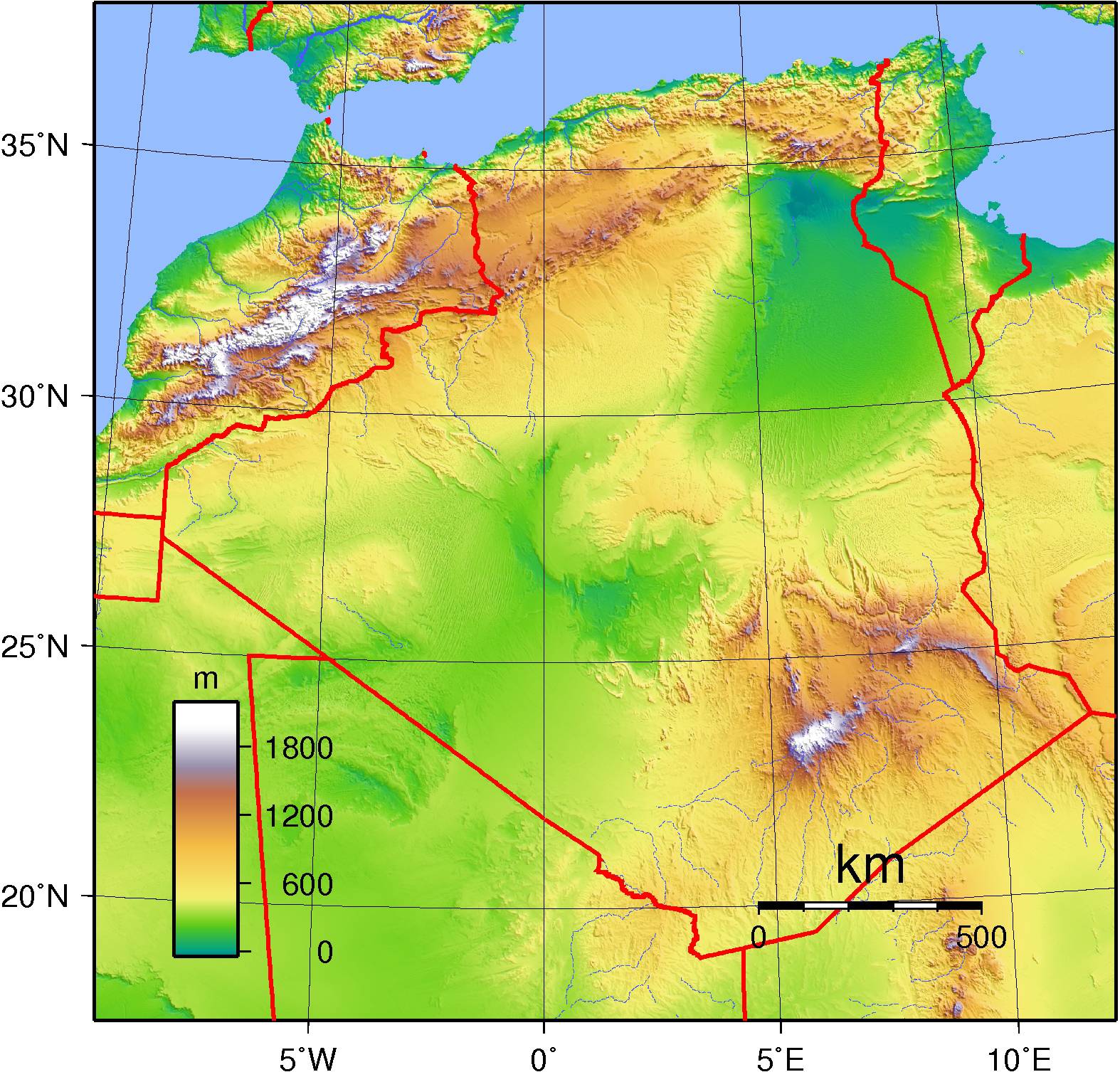 Carte De L Alg Rie Villes Routes Relief Administrative R Gions