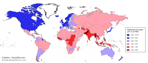 Carte Dépenses santé par pays