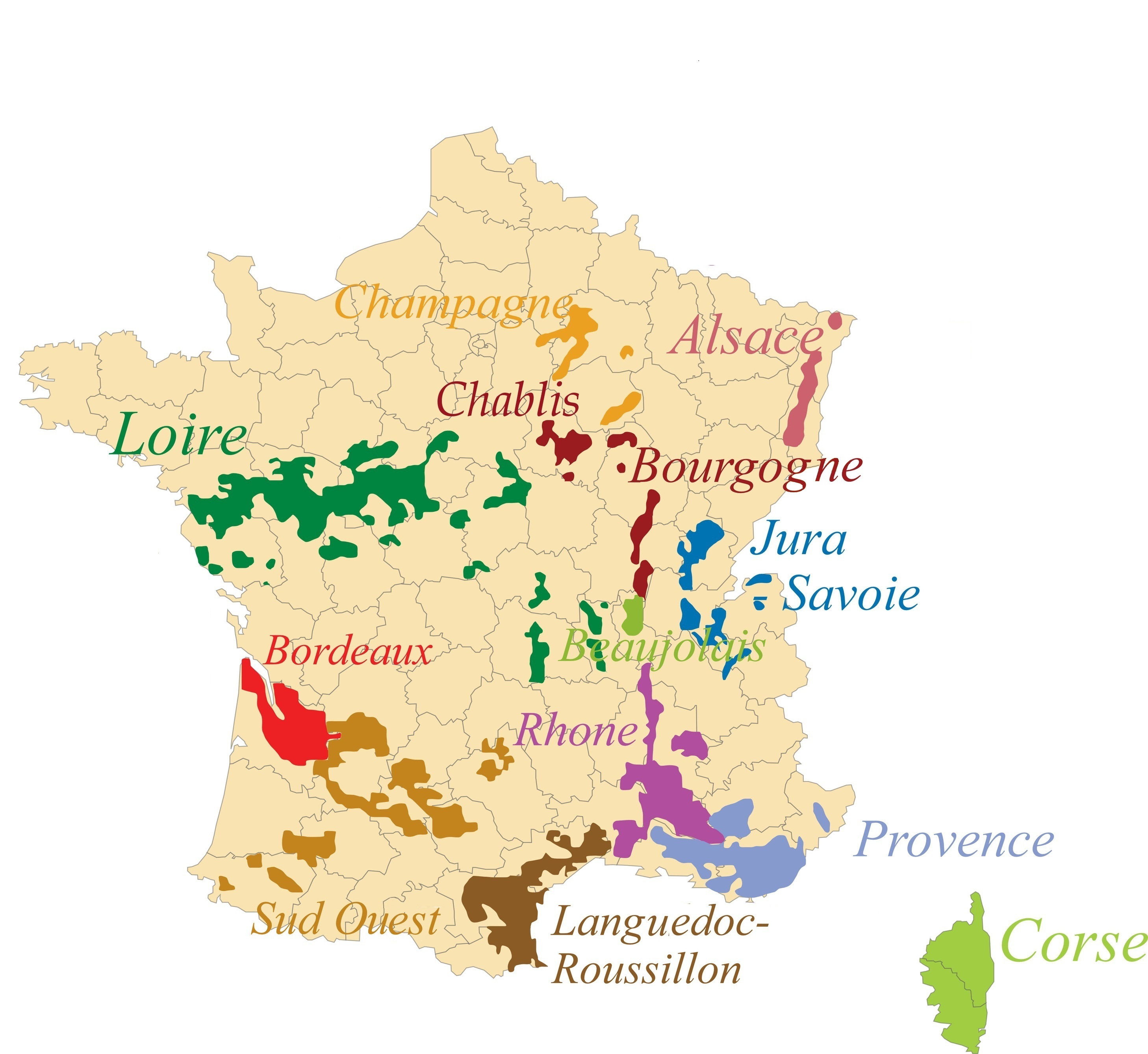 Carte Des Régions Des Vins De France Régions Viticoles En France