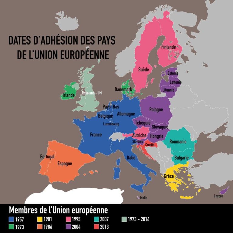 Carte des pays de l'Union Européenne Liste des pays membres de l'UE