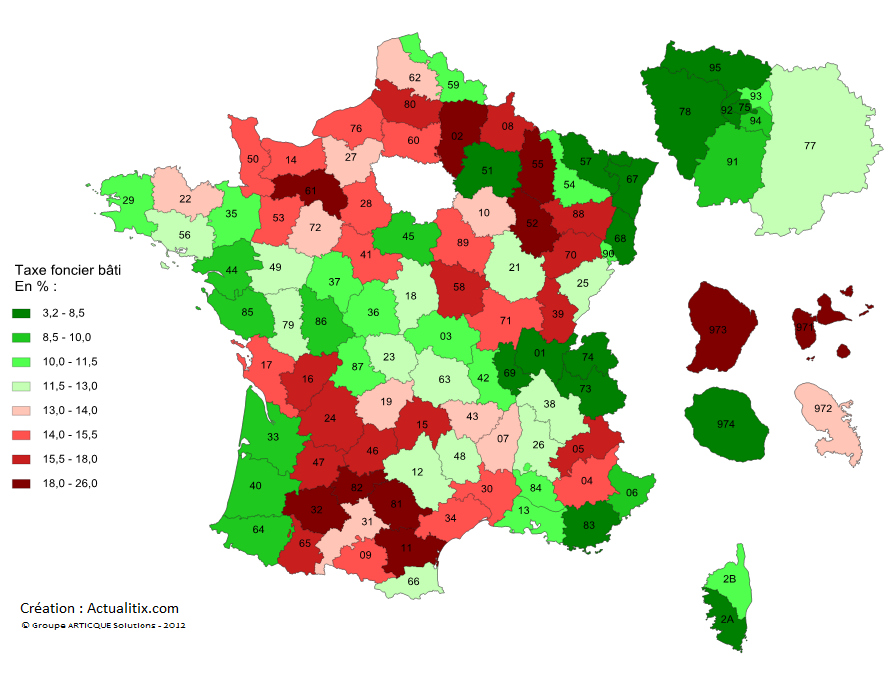 Taxe Foncière Sur Le Bâti Par Département