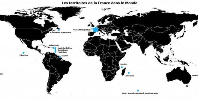 Carte des territoires de la France dans le monde