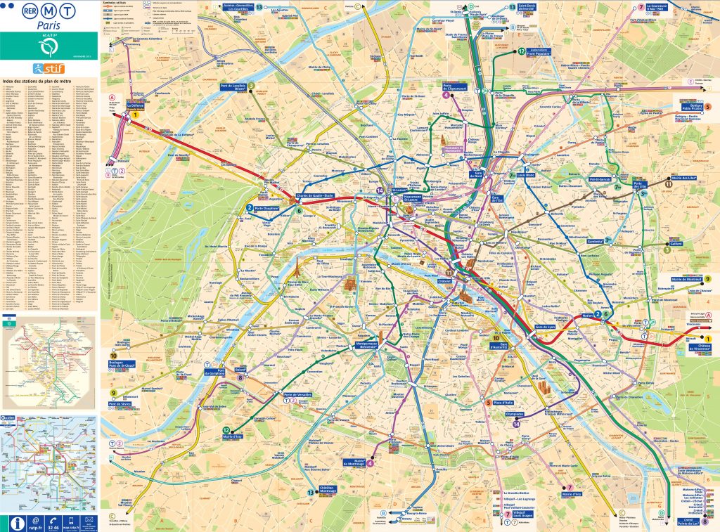 Carte de Paris - Carte touristique et plan de Paris - Métro ou RER