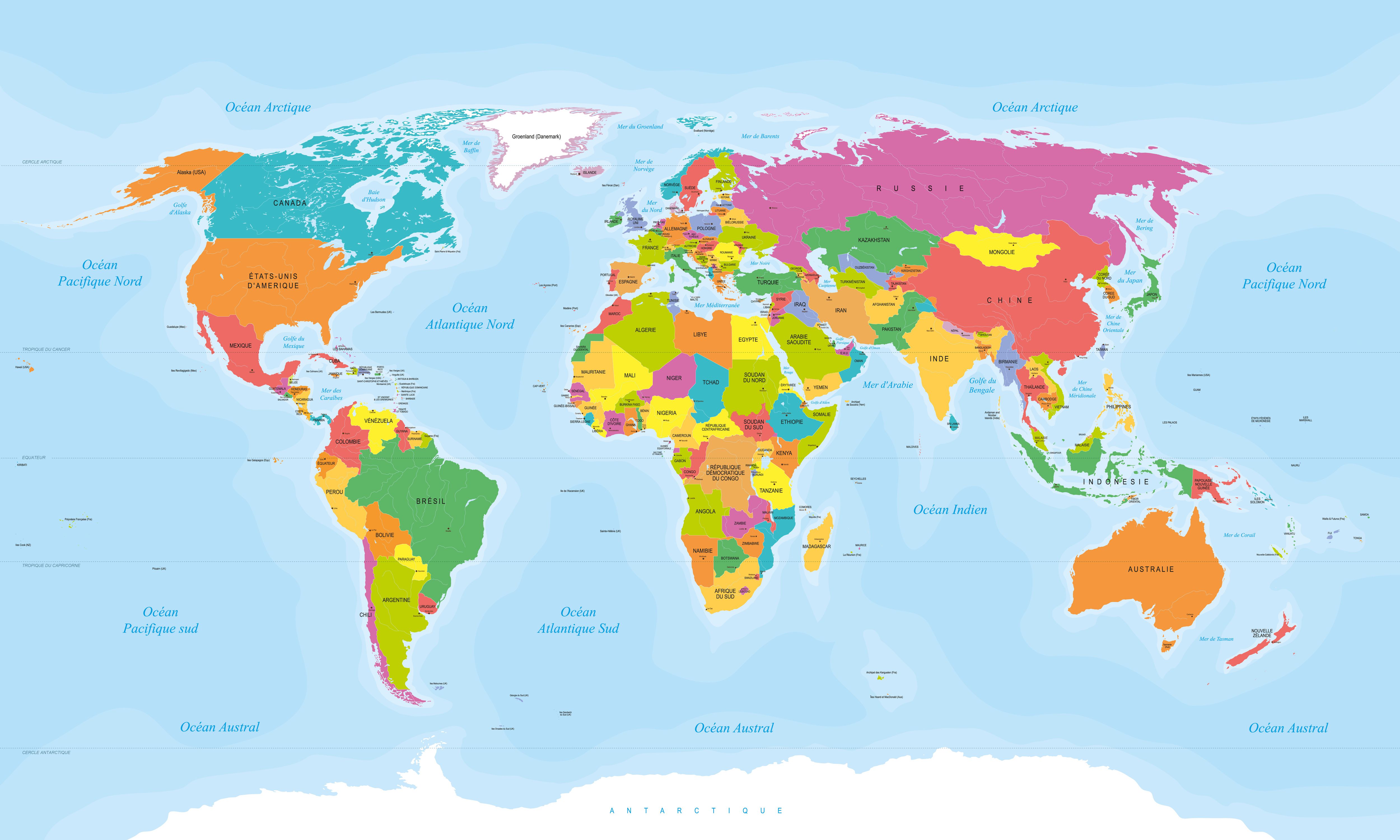 carte de la terre avec pays Carte du monde   Présentation du monde sous forme de cartograhie
