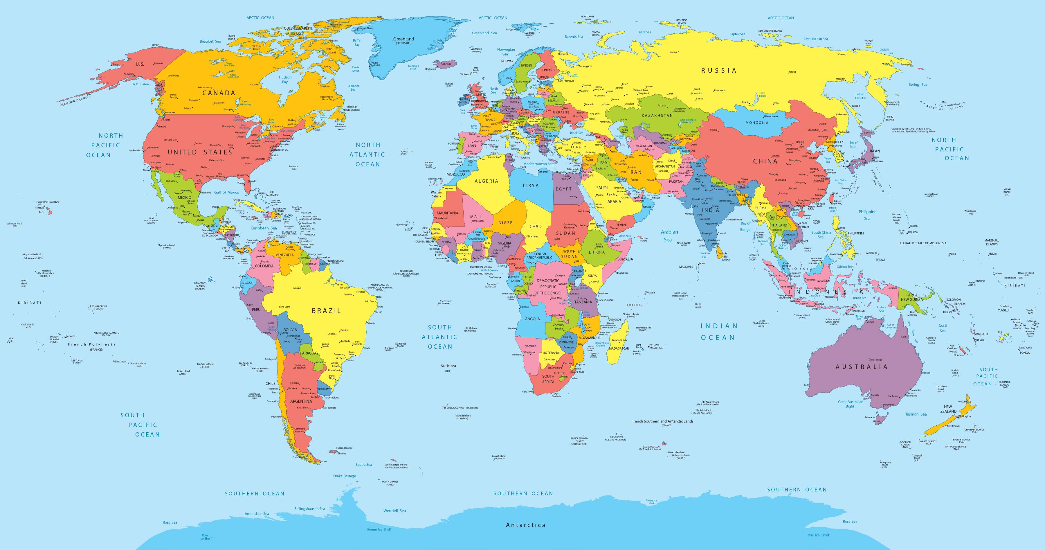 carte du monde avec pays et continents Carte du monde   Présentation du monde sous forme de cartograhie