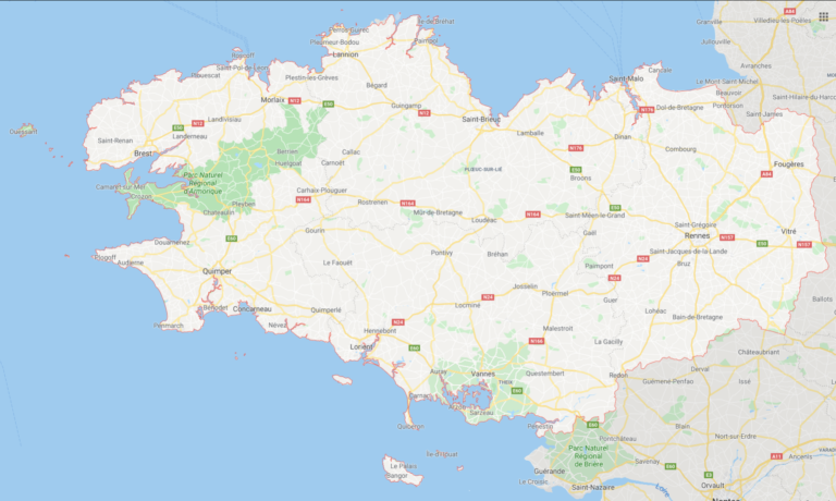 Carte de la Bretagne (administrative) - Villes, relief, départements&hellip;