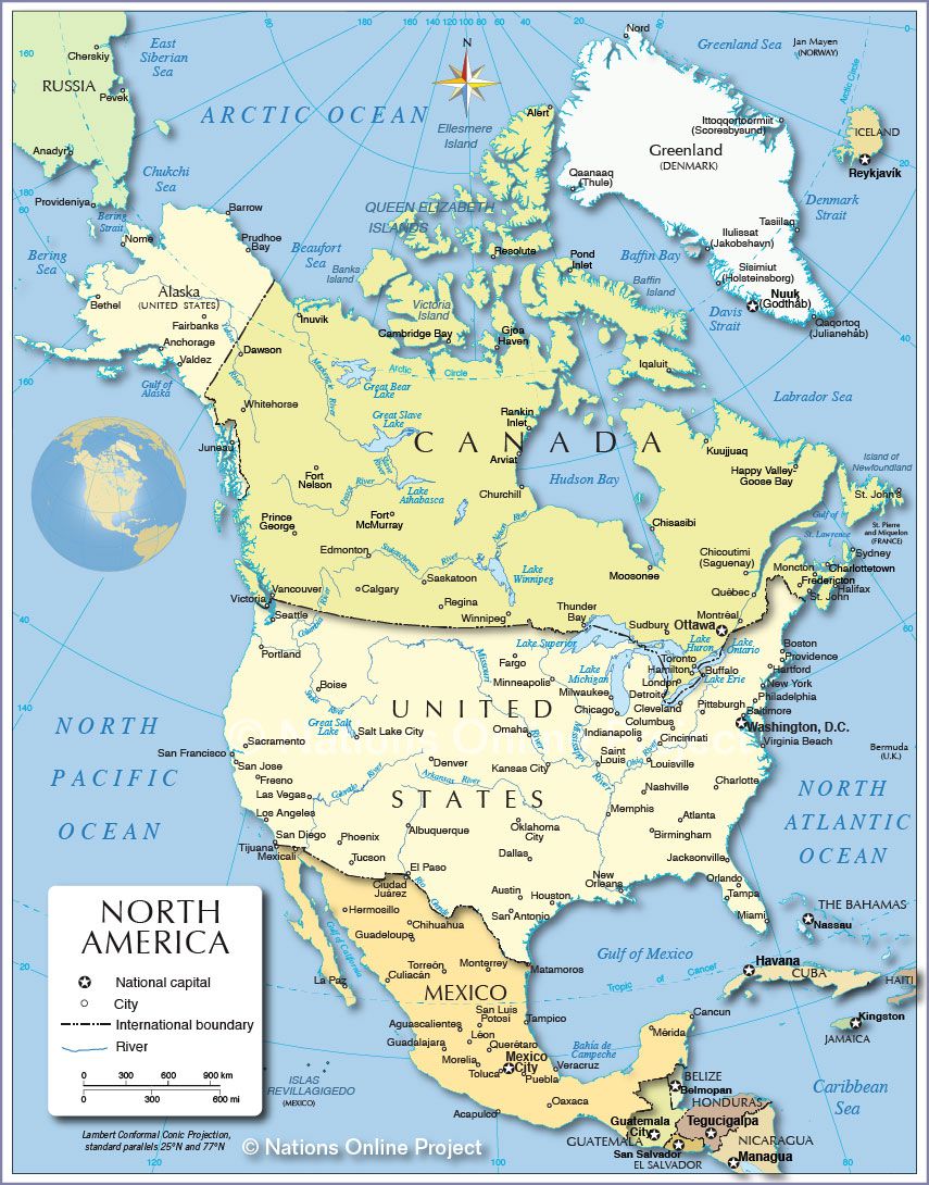 La carte des Etats-Unis d'Amérique.