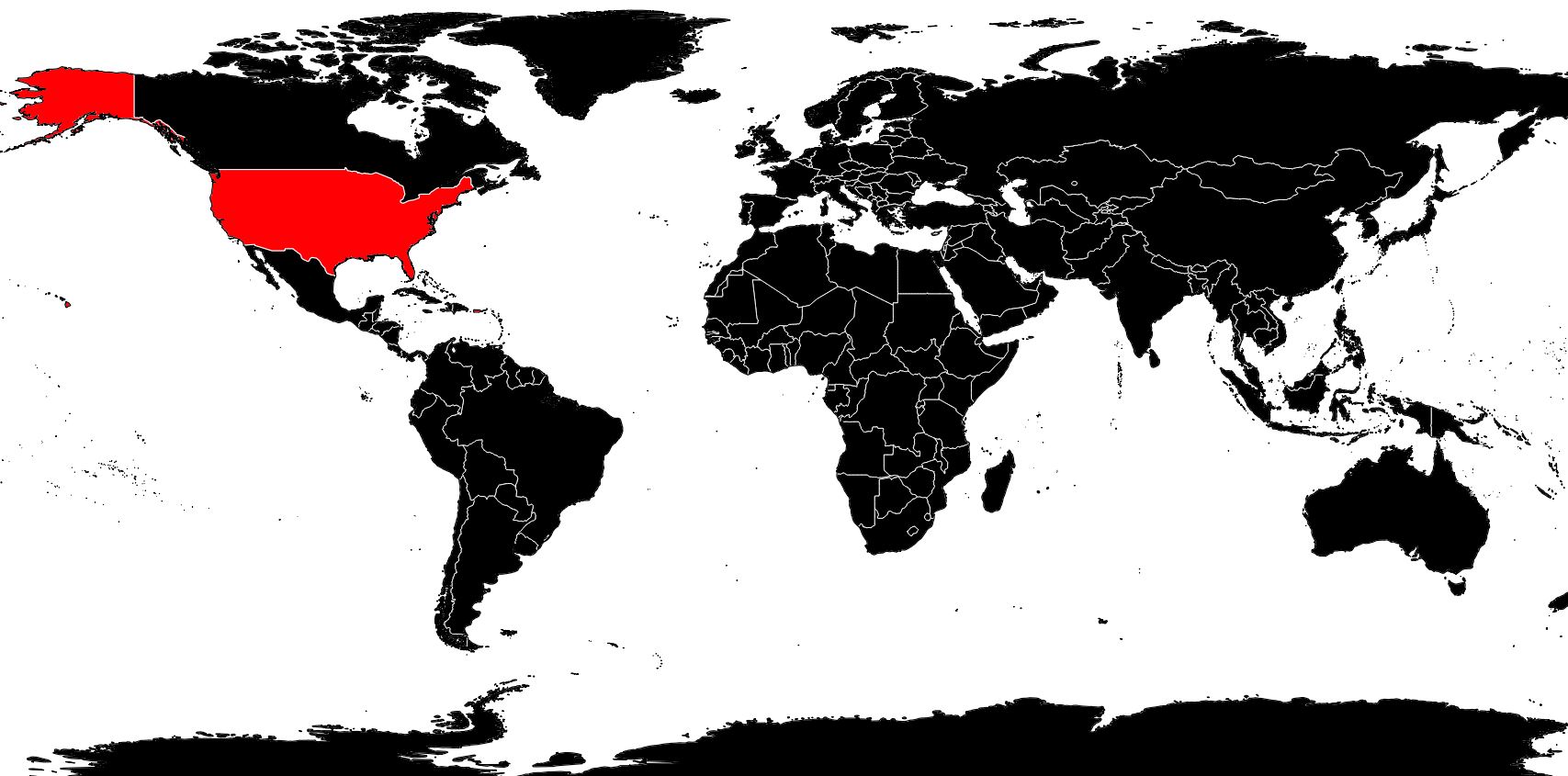 Localisation Des états-unis Sur La Carte Du Monde Marquée Par L