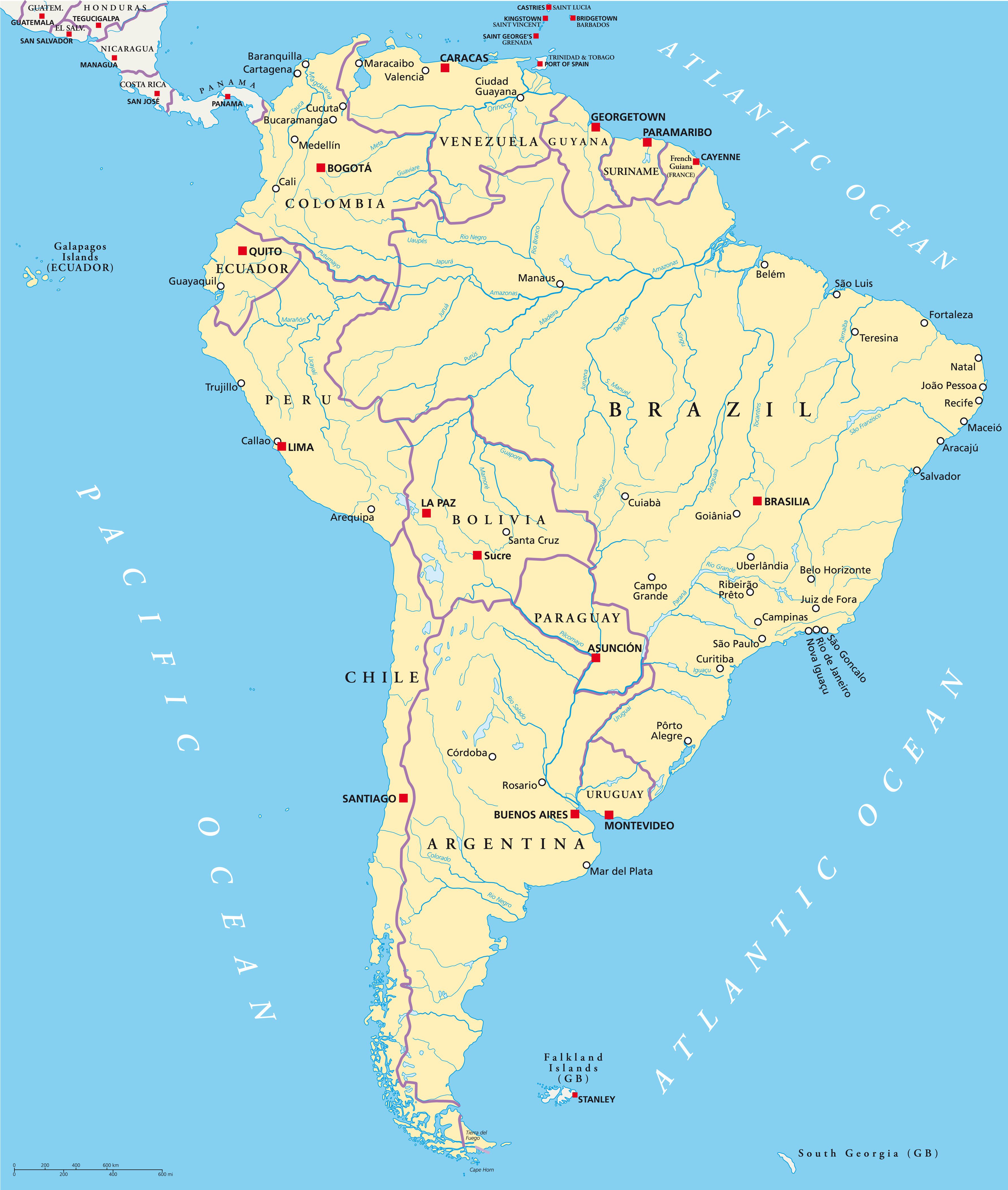 Carte de l'Amérique du Sud Actualitix Blog de cartes, tourisme