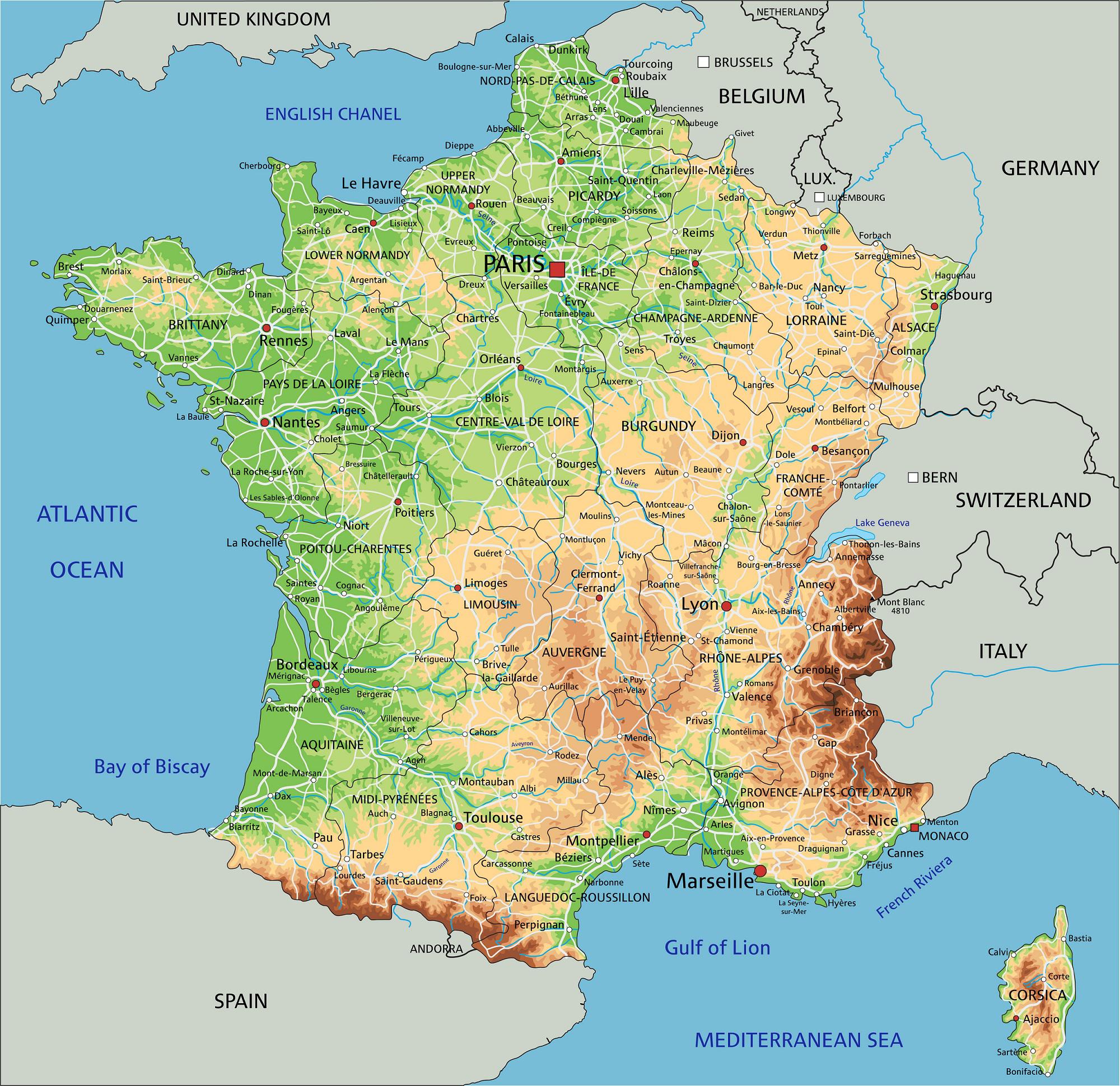 Carte de France France carte des villes, régions, politique, routes...