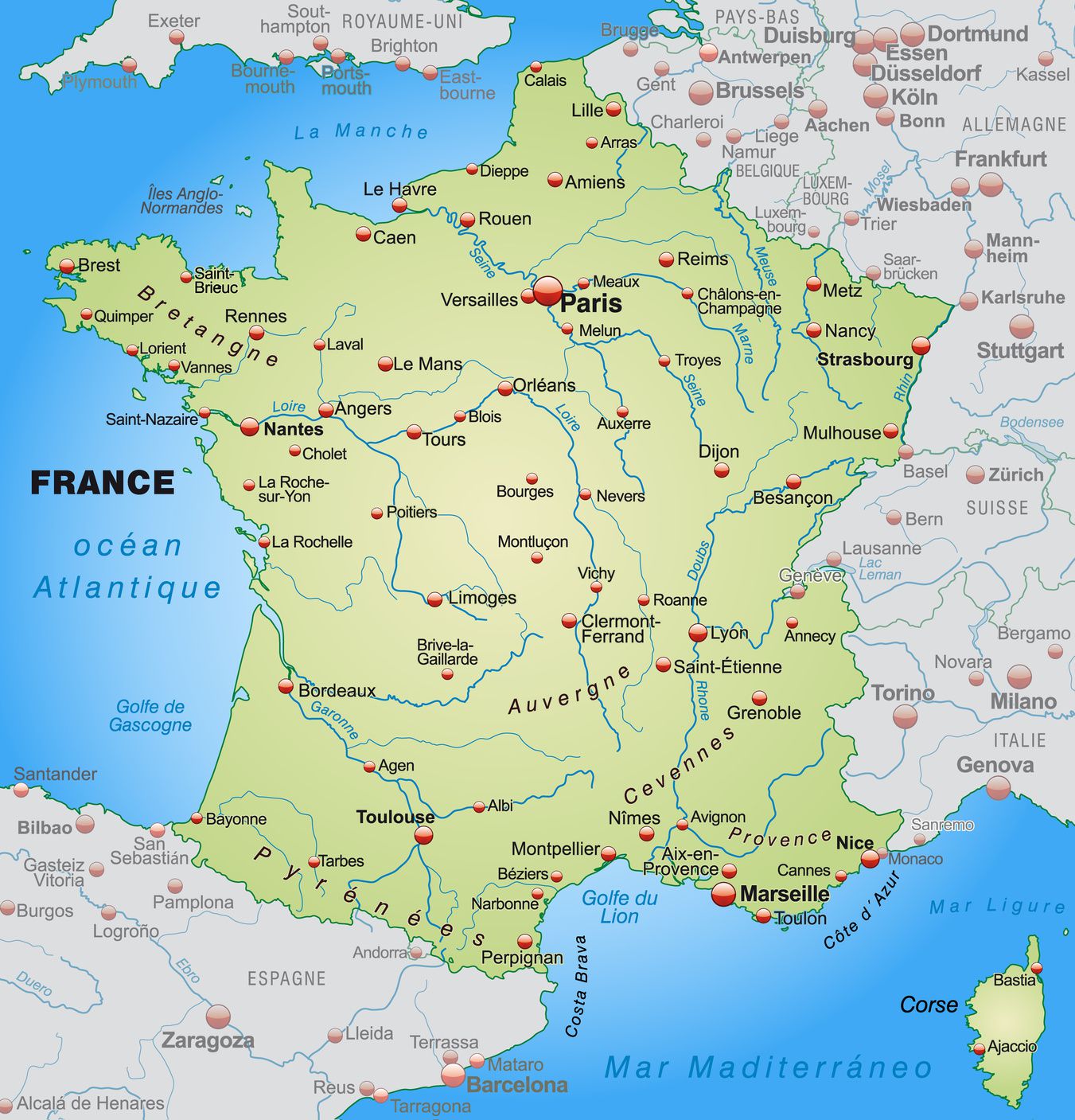 Carte De France Carte Des Villes Fran Aises R Gions Politique Routes Rue Du Militaire
