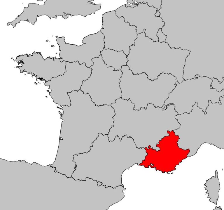 Carte de Provence Alpes Côtes d’Azur (PACA)  Région de France