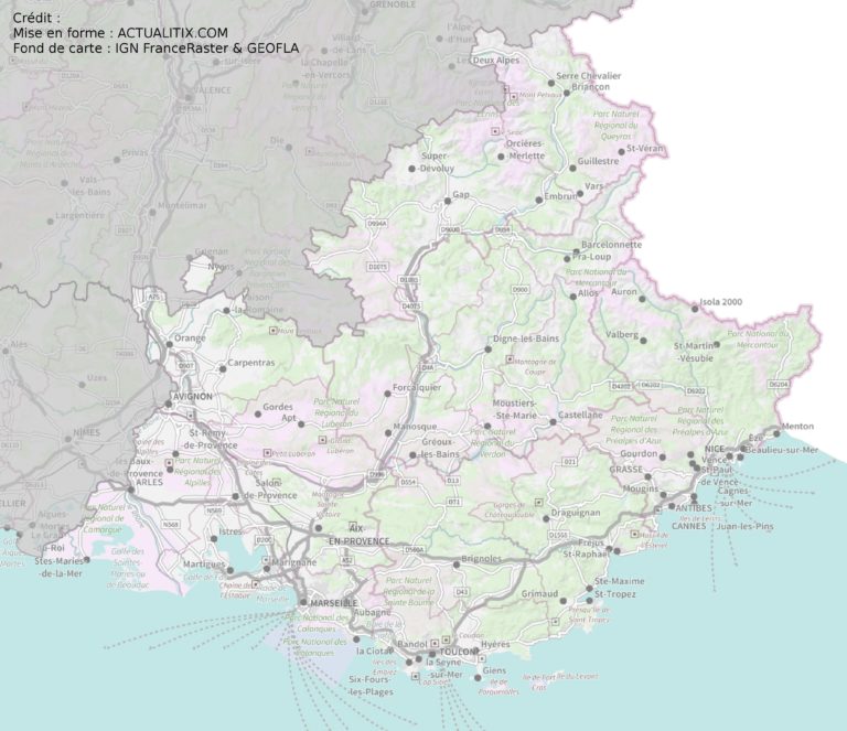 Carte De Provence Alpes Côtes D’Azur (PACA) - Région De France