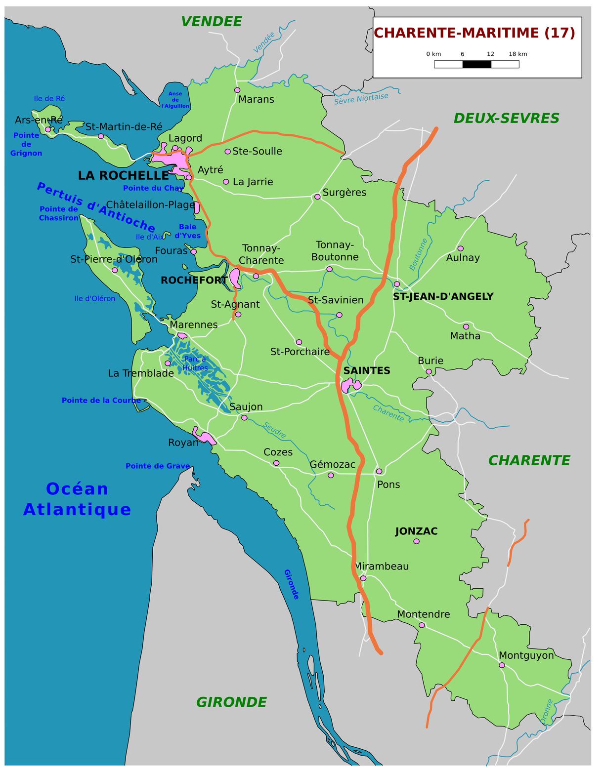 carte routiere de la charente maritime Carte de la Charente Maritime   Charente Maritime carte des villes 