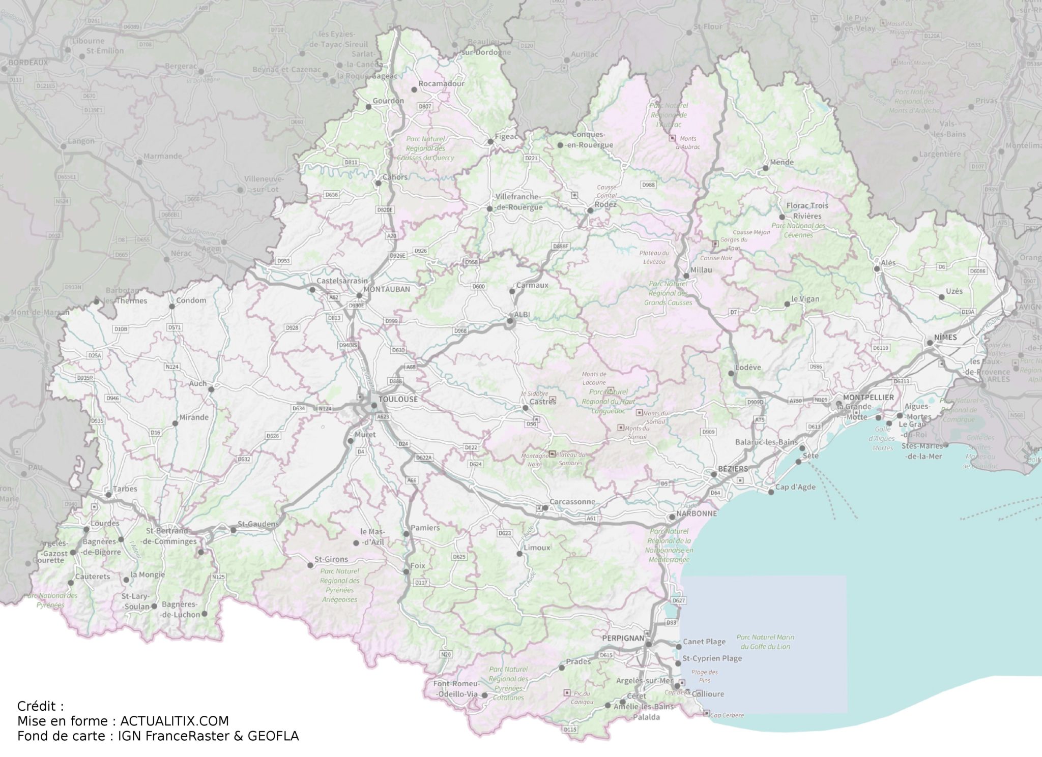 Carte De Loccitanie Occitanie Carte Des Villes Départements