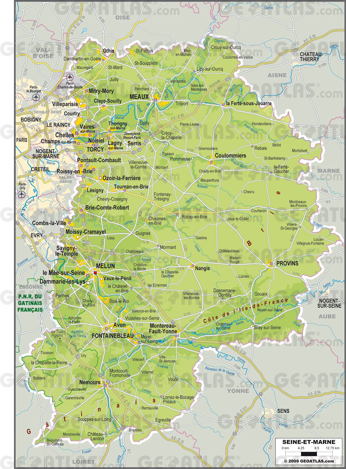 Carte de la SeineetMarne SeineetMarne carte des villes, communes...