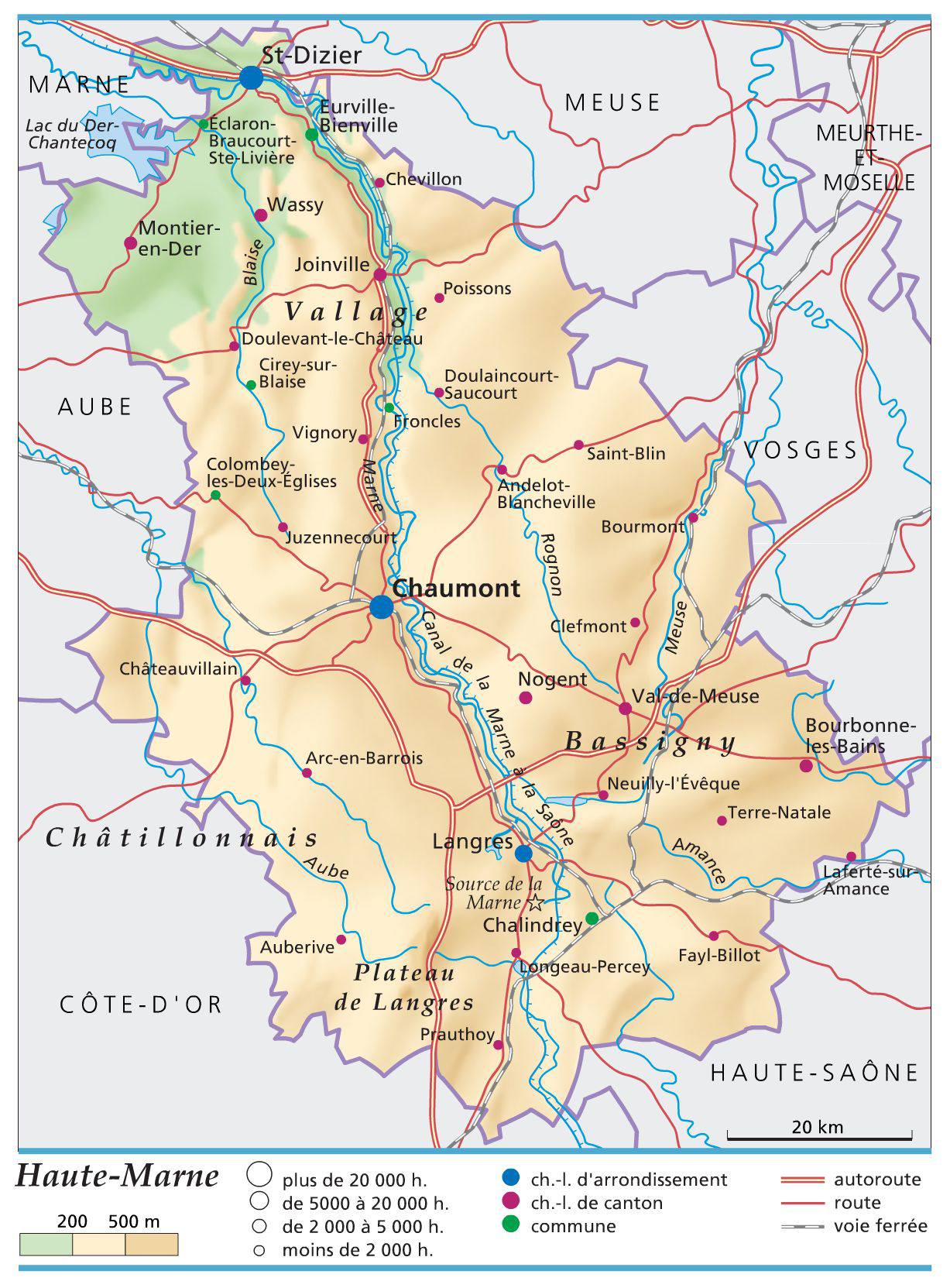 Carte de la Haute-Marne - Haute-Marne carte du département 52