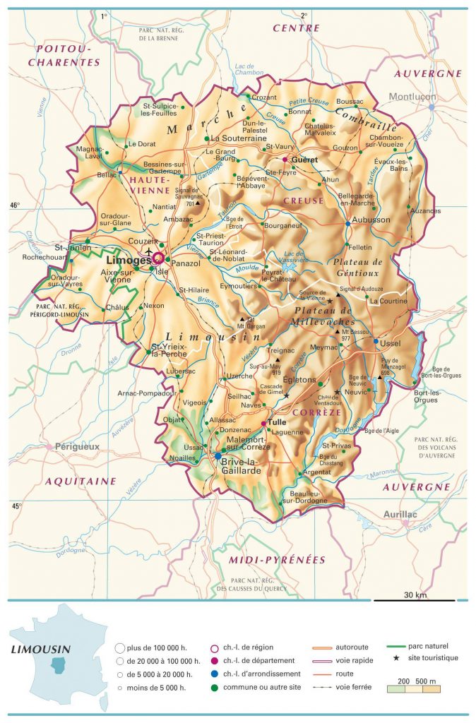 Carte du Limousin - Plusieurs cartes de la région du Limousin en France