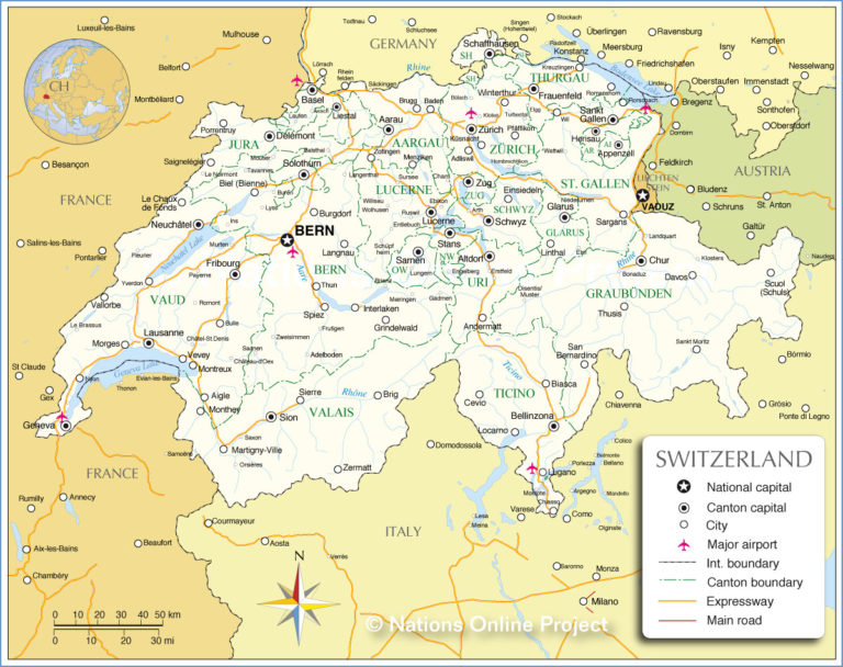 Carte De La Suisse Cartes Des R Gions Et Du Relief De La Suisse   Carte Suisse 768x608 