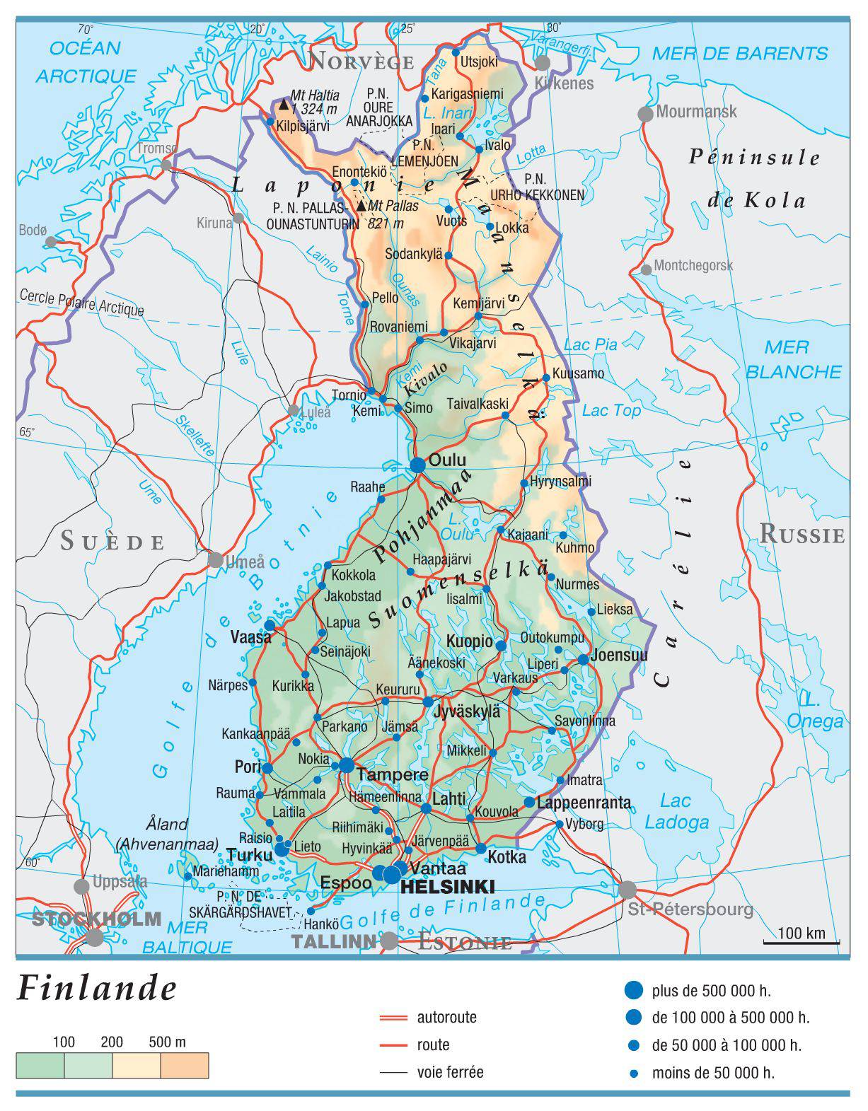 Carte Finlande vierge couleur