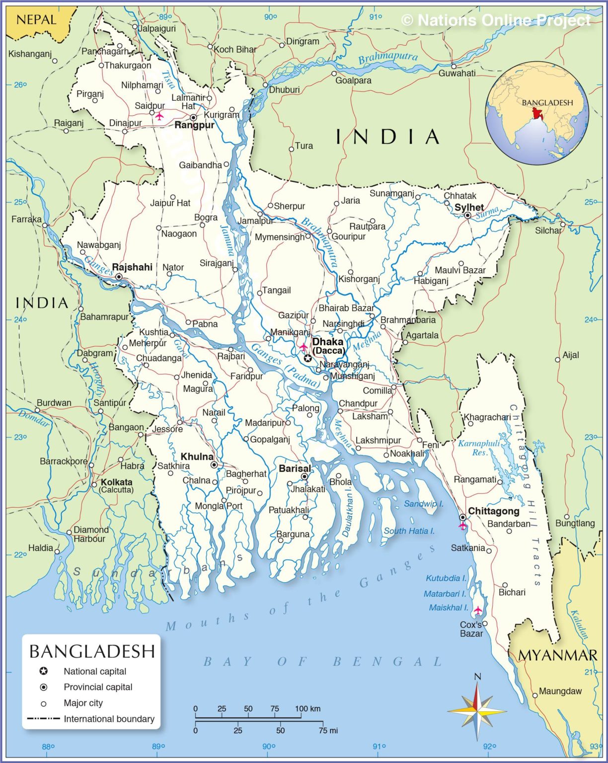 Carte du Bangladesh Plusieurs cartes du pays d'Asie