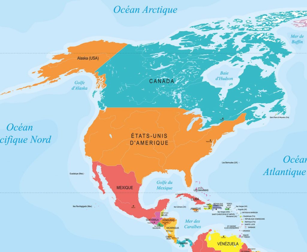 Capitales en Amérique du Nord et Centrale avec une carte