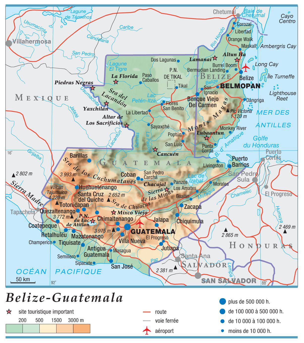 Carte Du Guatemala Plusieurs Cartes Du Pays En Amérique Du Sud 4400