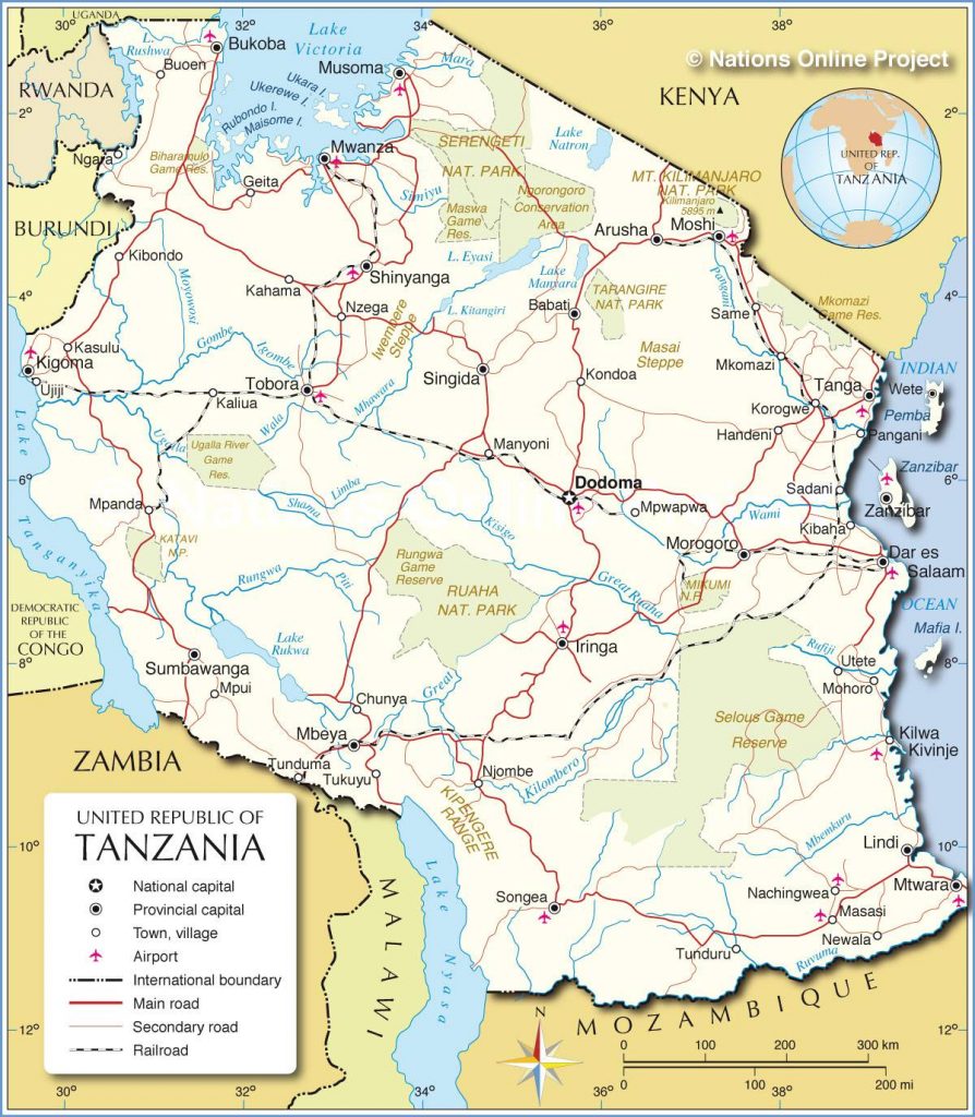 Carte des réserves de la Tanzanie
