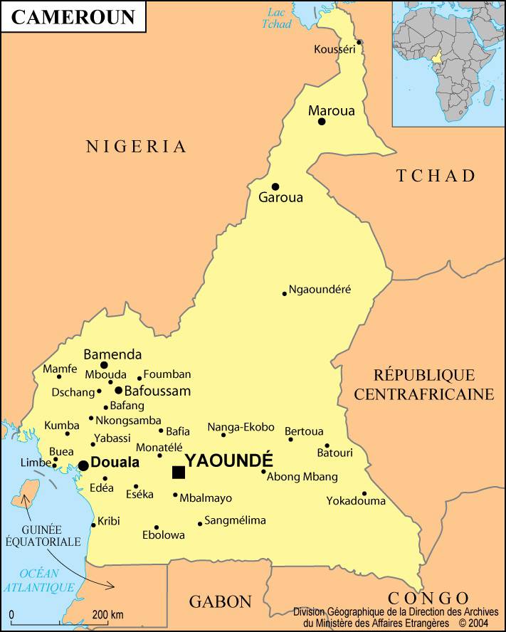Carte Villes Cameroun 