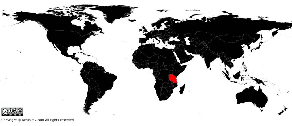 Tanzanie sur une carte du monde