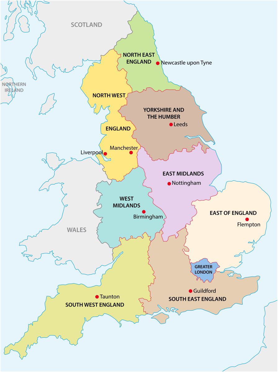 carte manchester angleterre Carte de l'Angleterre   Plusieurs cartes du pays constitutif du 
