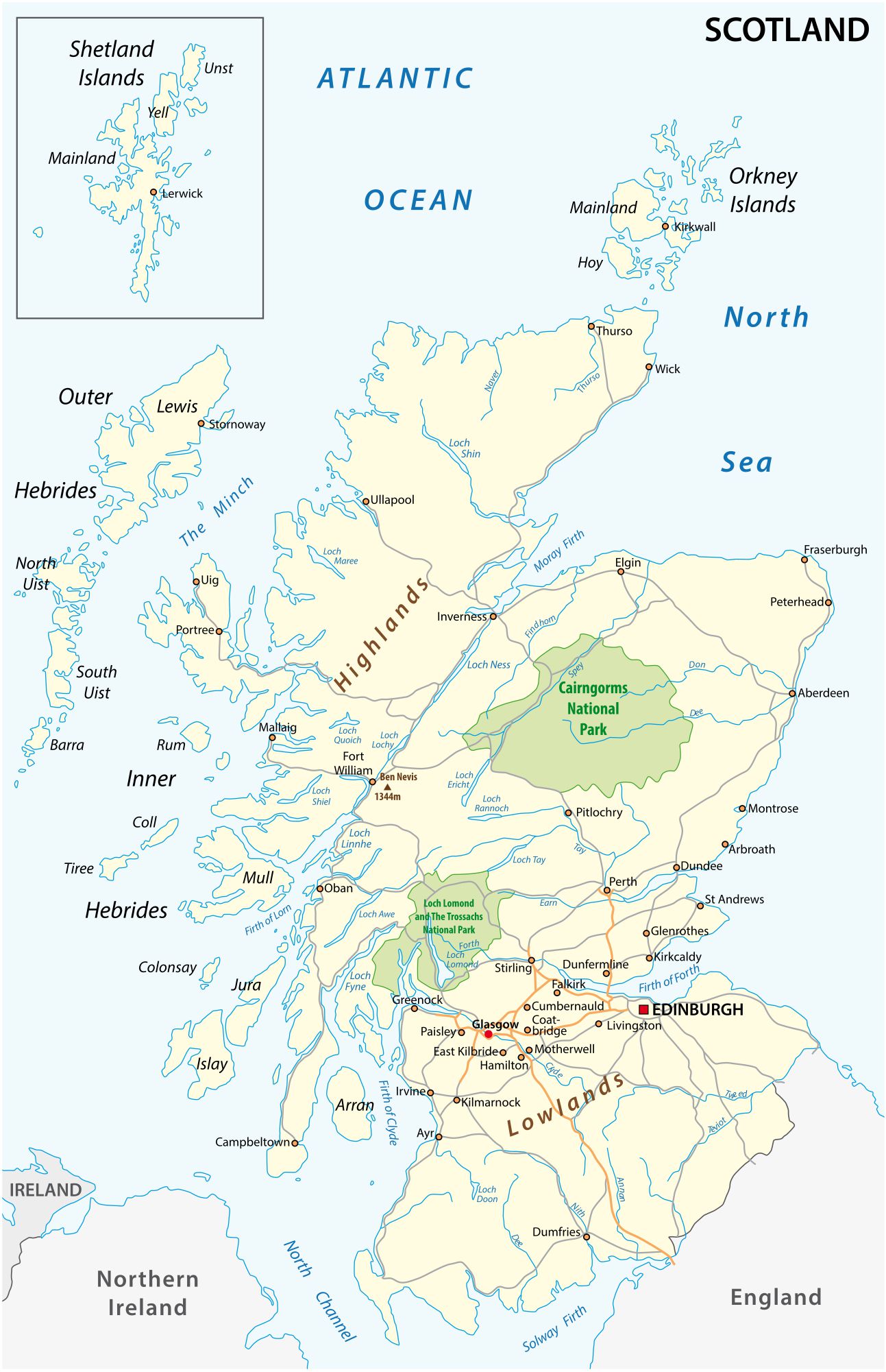 Carte de l'Écosse - Plsusieurs cartes du pays constitutif du