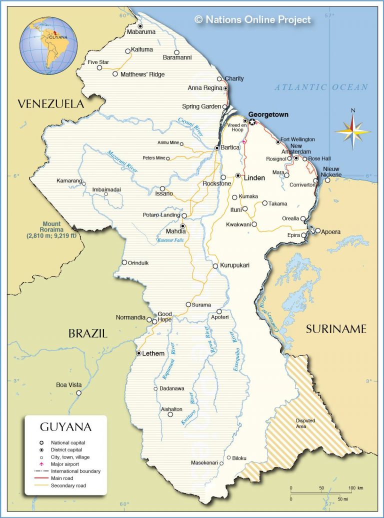 Carte Du Guyana Plusieurs Cartes Du Pays Villes G Ographique   Carte Guyana 768x1036 