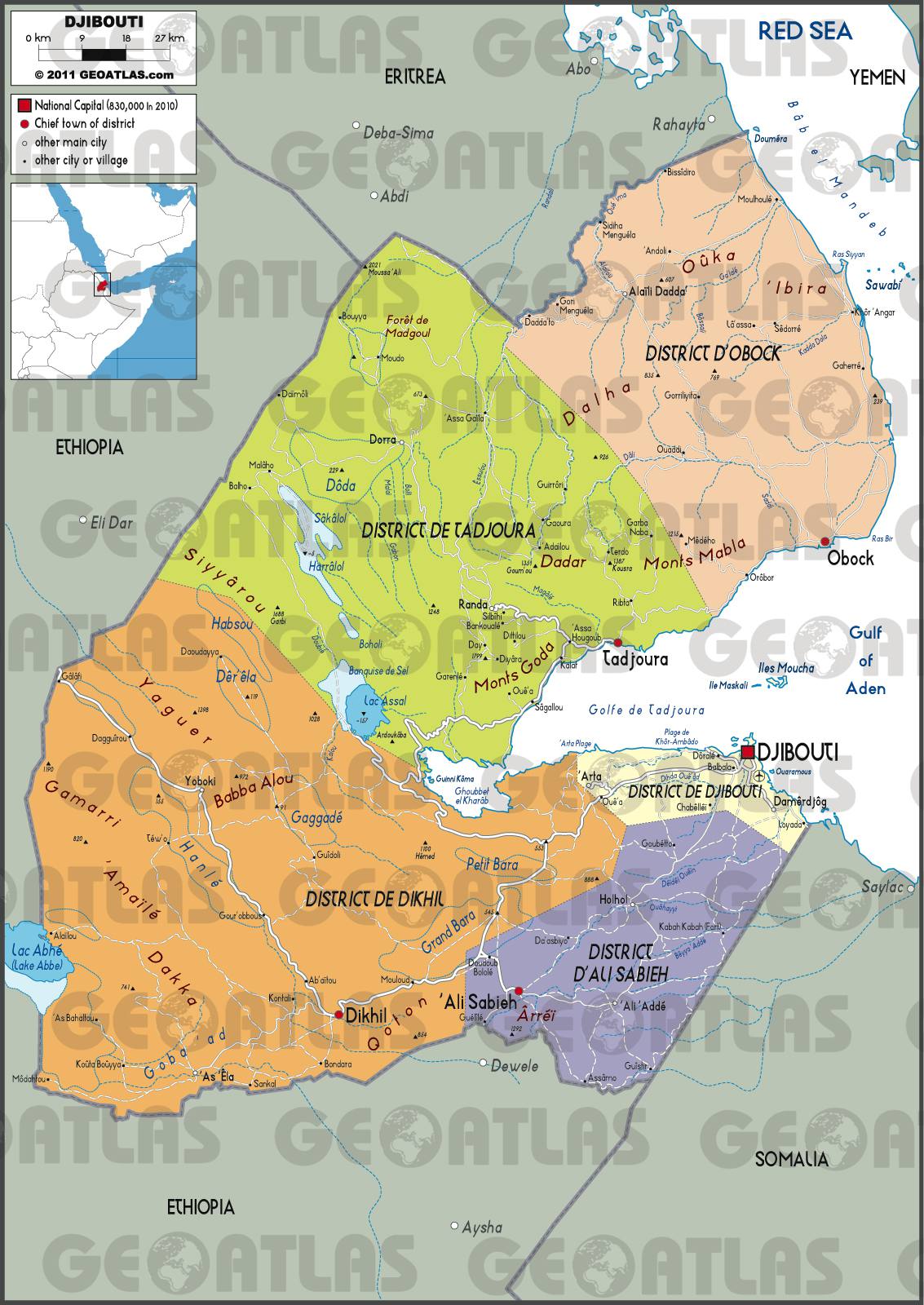 Carte de Djibouti - Plusieurs cartes du pays en Afrique
