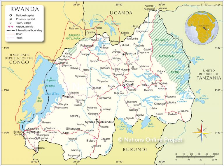 Carte Du Rwanda Plusieurs Cartes Du Pays En Afrique   Carte Rwanda 768x570 