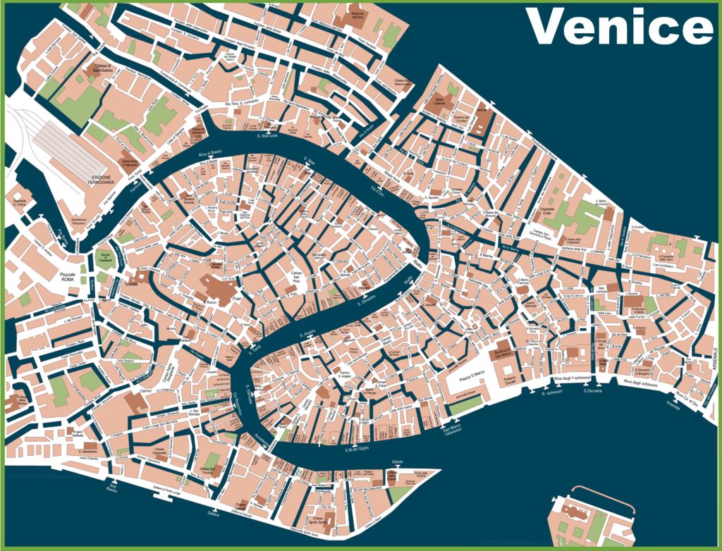 Carte de Venise - Plusieurs cartes de la ville en Italie