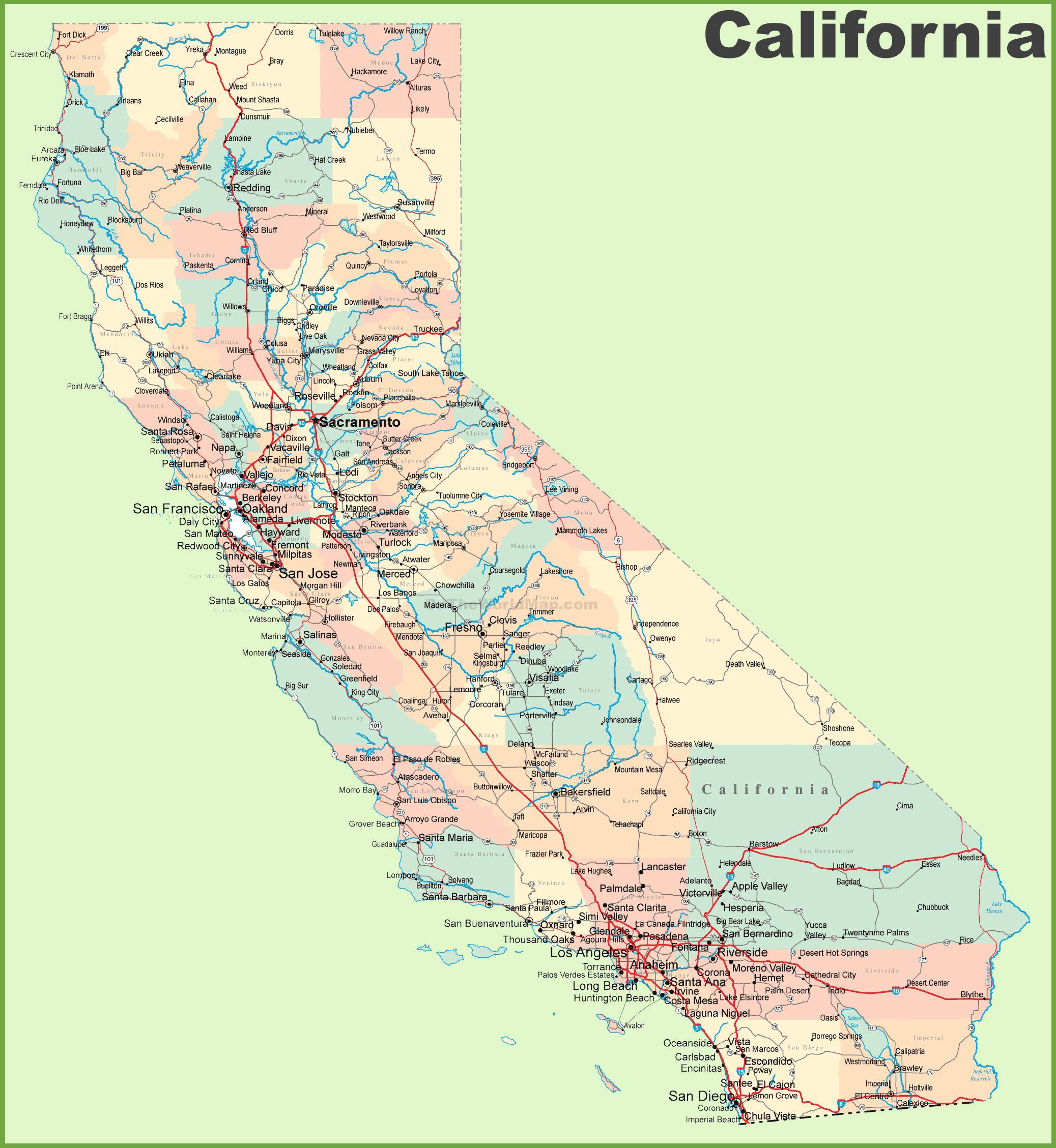 Carte Route Californie 