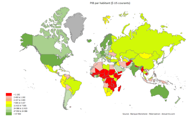 Pib Par Habitant Dans Le Monde Carte And Donnees 9210